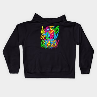 Lets A Glow Crazy Retro Colorful Quote Group Team Tie Dye Kids Hoodie